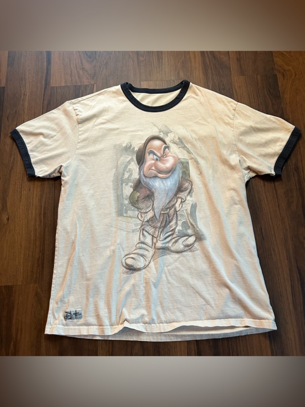 2000s Disney Grumpy Graphic Tee in Cream with Black Trim